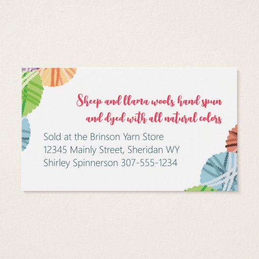 Fluffelgarens, brei- en haakwerk, label visitekaartjes (Achterkant)