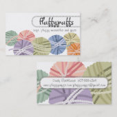 Fluffelkogels van brei- en haakwerk, van garen visitekaartje (Voorkant / Achterkant)