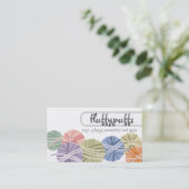 Fluffelkogels van brei- en haakwerk, van garen visitekaartje (Staand voorkant)