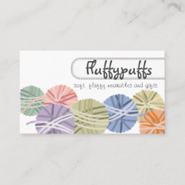 Fluffelkogels van brei- en haakwerk, van garen visitekaartje