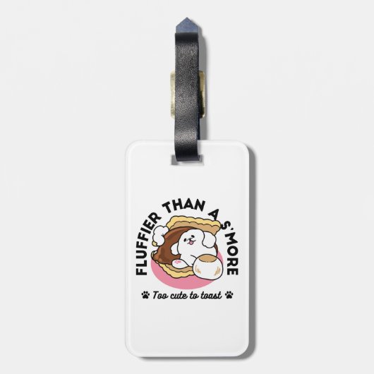Fluffier Than A S'more - Schattigee hond en desser Bagagelabel (Achterkant verticaal)