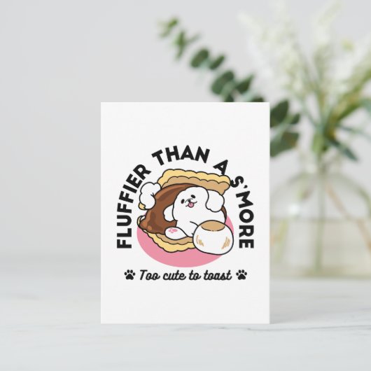 Fluffier Than A S'more - Schattigee hond en desser Briefkaart (Staand voorkant)
