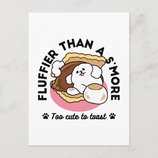 Fluffier Than A S'more - Schattigee hond en desser Briefkaart (Voorkant)