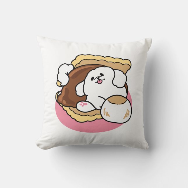 Fluffier Than A S'more - Schattigee hond en desser Kussen (Voorkant)