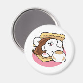 Fluffier Than A S'more - Schattigee hond en desser Magneet (Voorkant / Achterkant)