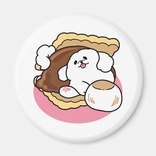 Fluffier Than A S'more - Schattigee hond en desser Magneet (Voorkant)
