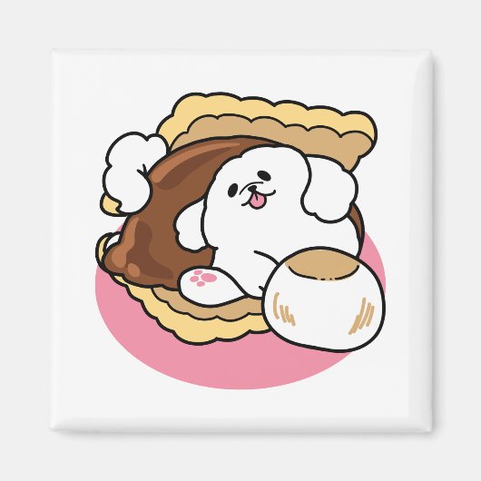 Fluffier Than A S'more - Schattigee hond en desser Magneet (Voorkant)