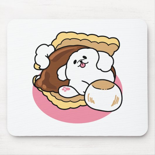 Fluffier Than A S'more - Schattigee hond en desser Muismat (Voorkant)