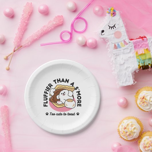 Fluffier Than A S'more - Schattigee hond en desser Papieren Bordje (Feest)