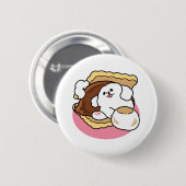 Fluffier Than A S'more - Schattigee hond en desser Ronde Button 5,7 Cm (Voorkant /achterkant)
