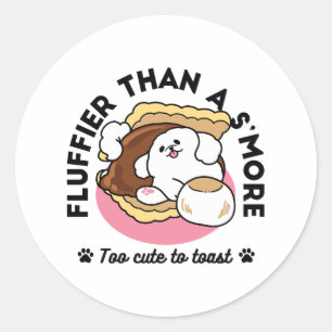Fluffier Than A S'more - Schattigee hond en desser Ronde Sticker