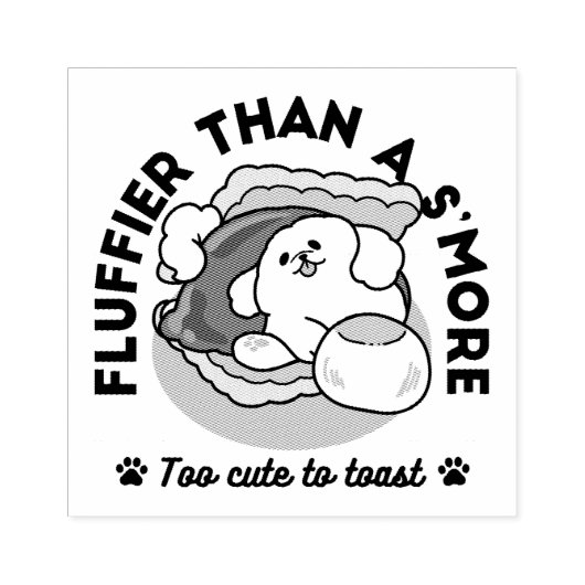 Fluffier Than A S'more - Schattigee hond en desser Rubberstempel (Afrduk)