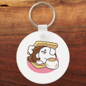 Fluffier Than A S'more - Schattigee hond en desser Sleutelhanger (Achterkant)