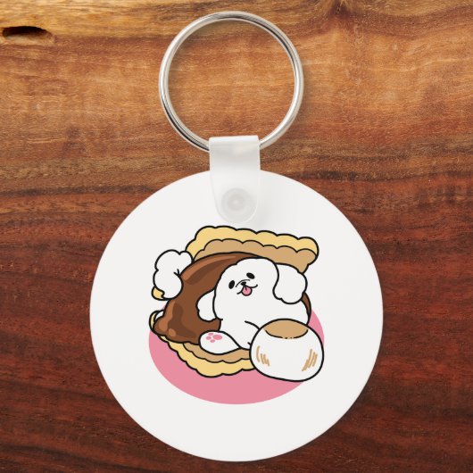 Fluffier Than A S'more - Schattigee hond en desser Sleutelhanger (Achterkant)