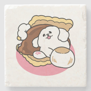 Fluffier Than A S'more - Schattigee hond en desser Stenen Onderzetter