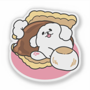 Fluffier Than A S'more - Schattigee hond en desser Sticker