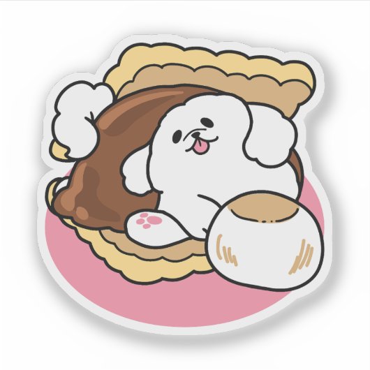 Fluffier Than A S'more - Schattigee hond en desser Sticker (Voorkant)