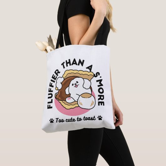 Fluffier Than A S'more - Schattigee hond en desser Tote Bag (Dichtbij)