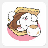 Fluffier Than A S'more - Schattigee hond en desser Vierkante Sticker (Voorkant)