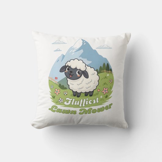 Fluffiest Lawn Mower – Adorable Blacknose Sheep Kussen (Voorkant)