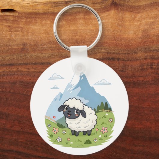 Fluffiest Lawn Mower – Adorable Blacknose Sheep Sleutelhanger (Voorkant)