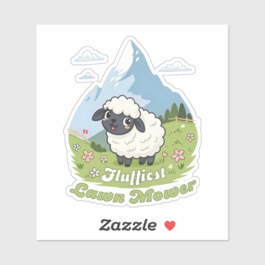 Fluffiest Lawn Mower – Adorable Blacknose Sheep Sticker (Vel)