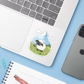 Fluffiest Lawn Mower – Adorable Blacknose Sheep Sticker (Laptop met iPhone)