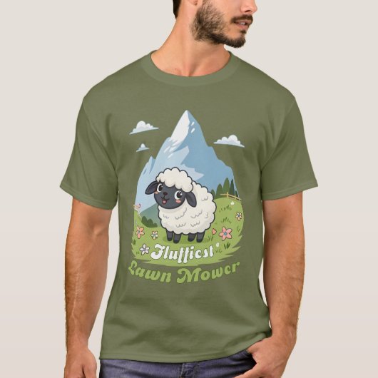 Fluffiest Lawn Mower – Adorable Blacknose Sheep T-shirt (Voorkant)