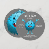 Fluffig Zachte Monster Verjaardagsuitnodiging Kaart (Voorkant / Achterkant)