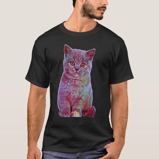 Fluffige Kitten Lieve Kat Trippy Psychedelisch T-shirt (Voorkant)