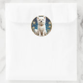 fluffige witte hond ronde sticker (Tas)