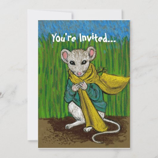 Fluffim Mouse Invitation Card Kaart (Voorkant)