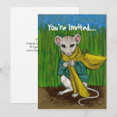 Fluffim Mouse Invitation Card Kaart (Voorkant / Achterkant)