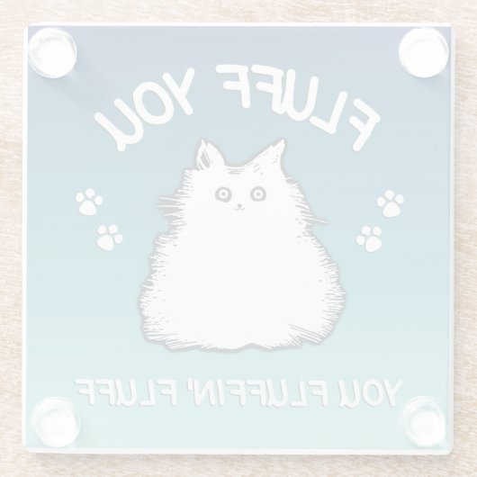 Fluffin Kat Glazen Onderzetter (Achterkant)