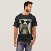 Fluffy 3d meerkat wearing sunglasses t-shirt (Voorkant volledig)