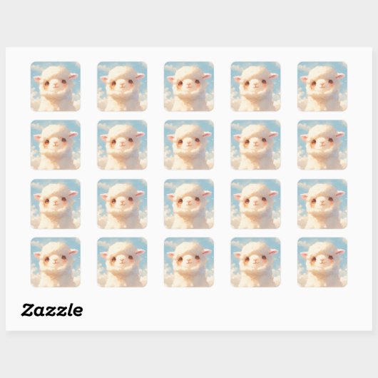 Fluffy Alpaca Dromen Vierkante Sticker (Vel)