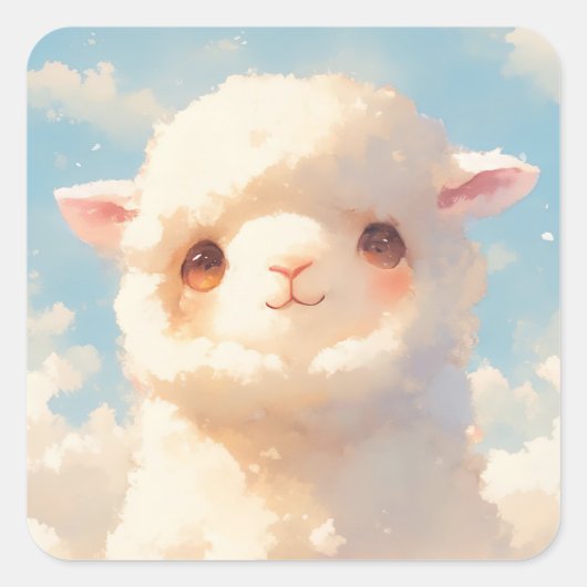Fluffy Alpaca Dromen Vierkante Sticker (Voorkant)