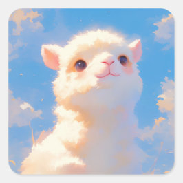 Fluffy Alpaca Wonder Vierkante Sticker