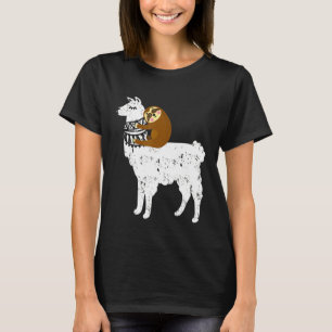 Fluffy Animal Sloth Riding Lama voor kinderen T-shirt