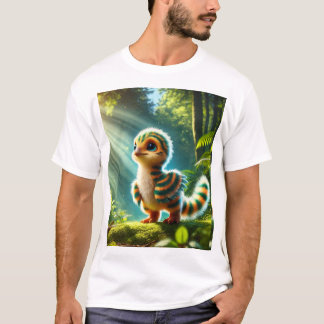 Fluffy Baby-dinosaurus in een magisch bos T-shirt