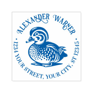 Fluffy Baby Duck Eend Library Naam Retouradres Zelfinktende Stempel
