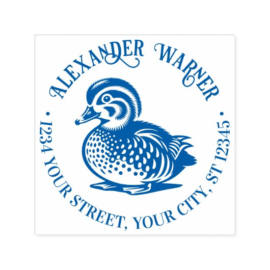 Fluffy Baby Duck Eend Library Naam Retouradres Zelfinktende Stempel (Design)