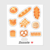 Fluffy Bakery Brood Variëteit Schildpad, broodjes, Sticker (Vel)