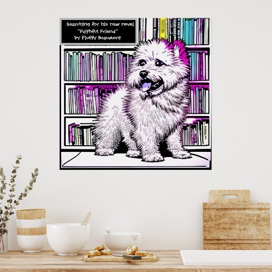 Fluffy Beaumont Dog Library Editable Poster (Keuken)