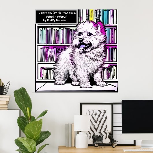 Fluffy Beaumont Dog Library Editable Poster (Thuiskantoor)