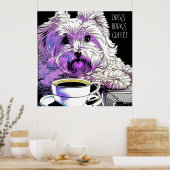 Fluffy Beaumont DOGS, BOOKS, KOFFIE Editable text Poster (Keuken)