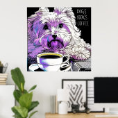 Fluffy Beaumont DOGS, BOOKS, KOFFIE Editable text Poster (Thuiskantoor)