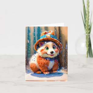 Fluffy Beer in Winter Pet Christmas Design EIGEN K Kaart