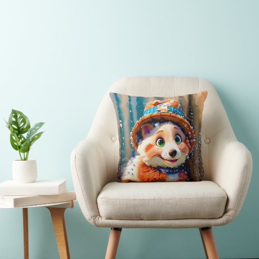 Fluffy Beer in Winter Pet Christmas Design EIGEN K Kussen (Stoel)