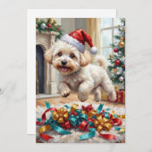 Fluffy Bichon Frise Dog Joyful Christmas Feestdagenkaart (Voorkant / Achterkant)